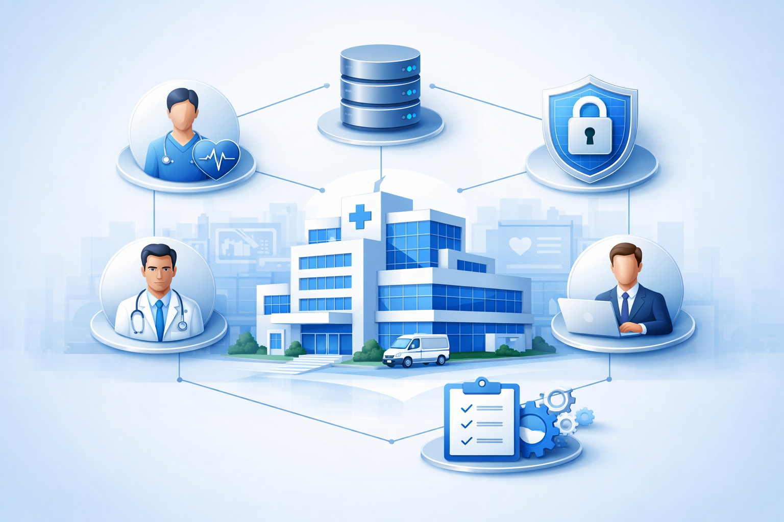Clean UI screenshot of the CureTech Hospital Management application.