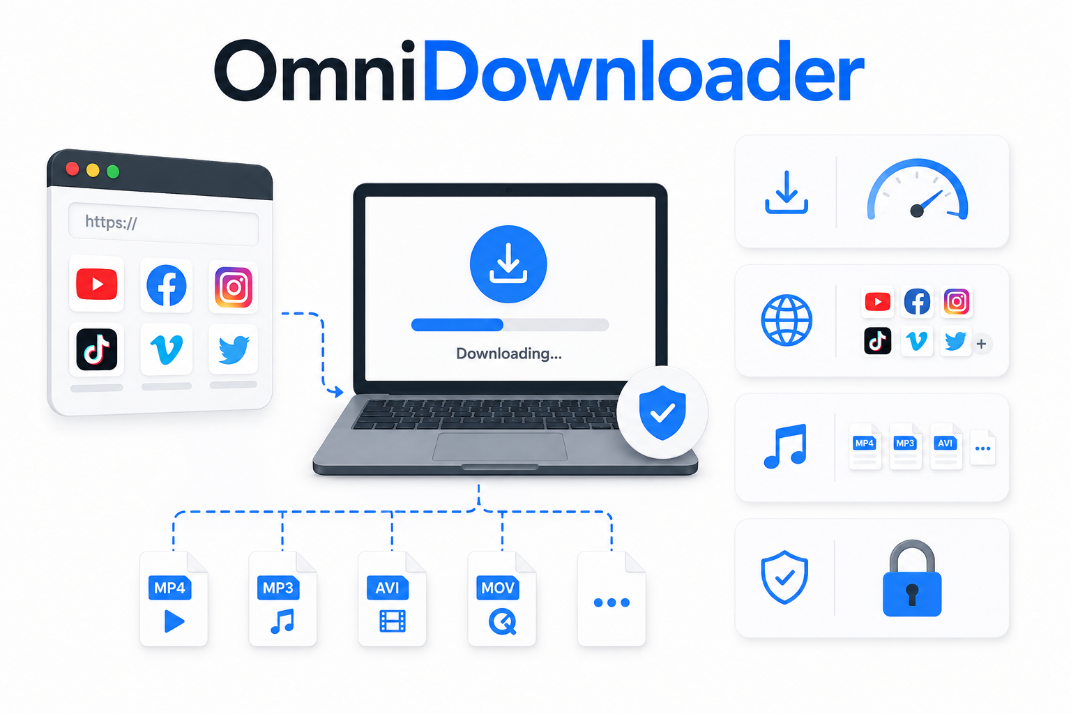 Clean UI screenshot of the Omni Downloader application.